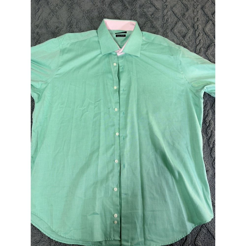 TAILORBYRD Men's Green and Pink Button Shirt Long Sleeves Size 34 -35 18 - Picture 7 of 8